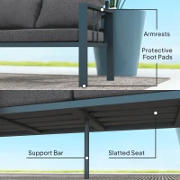 Outsunny 3-Seat Aluminum Outdoor Couch Patio Sofa with Cushions, Wide Seat, Armrests for Garden, Backyard, Balcony, Dark Grey(m-7)