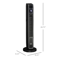 HOMCOM 2-In-1 Portable Electric Tower Heater, Oscillating Space Heater for Indoor Use with Remote Control, 8H Timer, Three Heating Modes(High, Low, Fan), 750W / 1500W, Black(m-3)