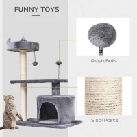 PawHut 81cm/32" Multi-level Cat Tree Scratcher Kitty Activity Center,Condo, Perch, Jumping Platforms,Toys Grey(m-6)