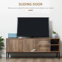 HOMCOM Retro TV Cabinet for TVs up to 50", TV Stand with Compartment and Adjustable Shelf, Media Console with Sliding Door for Living Room, Coffee(m-5)