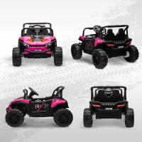 Qaba 12V Ride On Truck, Battery Powered Electric Car for Kids w/ Remote Control, 4-Wheel Suspension & LED Lights, Pink(m-9)