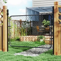 Outsunny Garden Gate Chain Link Fence Gate, Galvanized Steel Garden Door for Yard Entrance Way, 47.2 x 70.9 in., Black(m-2)