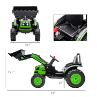 Aosom 6V Kids Rechargeable Battery Powered Truck with Adjustable Bucket, High/Low Speed Realistic Sound, Green(m-3)