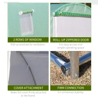 Outsunny 116" x 116" x 78" Large Walk-in Double Cover Polytunnel Greenhouse Outdoor w/ Roll-Up Zipper Doors and Windows Grow Plants, Seedlings, Herbs, or Flowers In Any Season-Gardening(m-6)