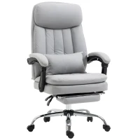 Vinsetto High Back Office Chair, Microfibre Computer Desk Chair with Lumbar Support Pillow, Foot Rest, Reclining Back, Arm, Grey(m-11)