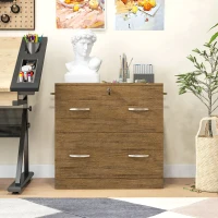 Vinsetto 2 Drawer File Cabinet with Lock, Office Filing Cabinet, Hanging Bar for Letter Size, Home Office, Light Brown(m-9)