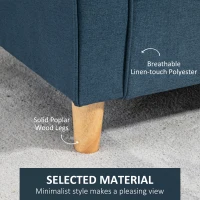 HOMCOM 2-Seat Sofa Two-Seater Couch with Armrests and Wood Legs for Living Room, Bedroom, Blue(m-5)