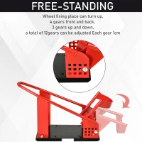 HOMCOM Motorcycle Wheel Chock with 12 Adjustable Pre-Drilled Holes, 990 lbs Capacity, Red(m-6)