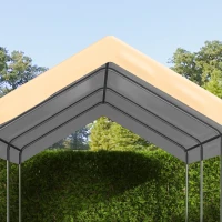Outsunny 10 x 20ft Carport Replacement Canopy, UV Resistant Garage Car Cover with Ball Bungee Cords, Beige(m-10)
