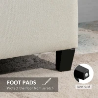 HOMCOM Rectangular Entry Bench, Tufted Upholstered Linen Fabric Wood Feet Storage Ottoman Bench, Beige(m-7)