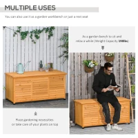 Outsunny 75 Gallon Wooden Deck Box, Outdoor Storage Container with Aerating Gap & Weather-Fighting Finish, Yellow(m-6)