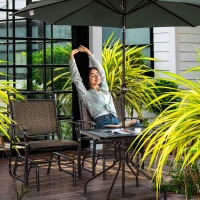 Outsunny Outdoor Glider Chairs, Porch Glider, Patio Rocker for Deck with PE Rattan Seats, Steel Frame for Garden, Backyard, Poolside, Set of 2, Brown(m-8)