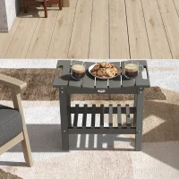 Outsunny HDPE Shower Bench, Waterproof Shower Stool with Handle, Storage Shelf, Non-Slip Pads for Indoor Outdoor, Dark Gray(m-9)