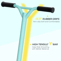 Aosom Stunt Scooter, Pro Scooter, Entry Level Freestyle Scooter w/ Lightweight Alloy Deck for 14 Years and Up Teens, Adults, Blue(m-7)