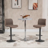 HOMCOM Bar Stools Set of 2, Swivel Counter Height Bar Stools with Adjustable Height and Footrest, PU Leather Upholstered Kitchen Stool for Breakfast Bar, Brown(m-1)