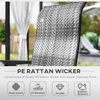 Outsunny 2PCs Outdoor Wicker Folding Chairs with Adjustable Backrest, Mixed Grey(m-6)