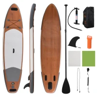 Soozier Inflatable Stand Up Paddle Board Ultra-Light Yoga SUP with Non-Slip Deck Pad, Premium Accessories, Waterproof Bag, Safety Leash and Hand Pump for Surfing, Touring and Fishing, Brown(m-11)