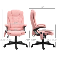 Vinsetto 6 Point Executive Office Chair with Heat, Velvet High Back Vibrating Massage Office Chair, Pink(m-3)