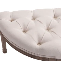 HOMCOM Semi-Circle End of Bed Bench with Tufted Design, Upholstered Bedroom Entryway Bench with Rubberwood Legs, Off White(m-7)
