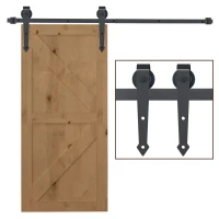 HOMCOM 6.6FT Sliding Barn Door Track Kit, Heavy Duty Barn Door Hardware Kit, Fit 39" Wide Door Panel (J Shape Hanger), Brown(m-2)