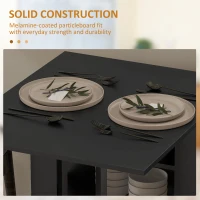 HOMCOM Folding Dining Table with Storage, Drop Leaf Kitchen Table for Small Spaces, Black(m-7)