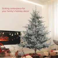 HOMCOM 6 Foot Artificial Nordic Pine Christmas Tree with Snow, Easy Assembly, Hinged Xmas Tree for Home Office Holiday(m-4)