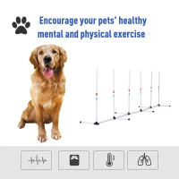 PawHut Adjustable Dog Agility Training Obstacle Set with Weaves Poles and Storage Bag for Pet Dogs Outdoor Games Exercise White(m-6)