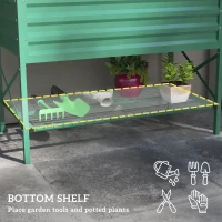 Outsunny Galvanized Raised Garden Bed, Metal Planter Box with Legs, Storage Shelf and Bed Liner, Green(m-5)