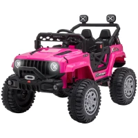 Aosom 12V Kids Ride on Car with Remote Control, Battery-Operated Ride on Toy with Spring Suspension, Led Lights, Music, Horn, 3 Speeds, USB, MP3, Pink(m-11)