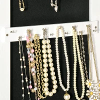 HOMCOM Jewellery Cabinet with Full-Length Mirror and Shelf, Jewellery Armoire, Lockable Storage Organizer for Dressing Room, White(m-9)