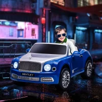 Aosom Bentley Mulsanne 12V Ride on Car, Battery Powered Car with Remote Control, Suspension, Startup Sound, LED Lights, MP3, Horn, Music, Forward and Backward, 2 Motors, Blue(m-10)
