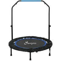 Soozier 40" Foldable Mini Fitness Trampoline, with Adjustable Foam Handle, Blue(m-2)