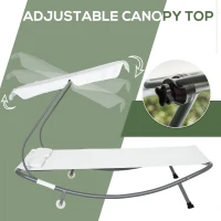 Outsunny Patio Double Chaise, Outdoor Lounge Bed with Canopy and Headrest Pillow, Portable Patio Sunbed Hammock Lounger, Cream White(m-4)