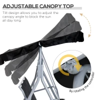 Outsunny 3-Seater Patio Swing, Outdoor Swing Chair, A Frame Porch Swing with Canopy Garden Hammock Glider Bed, Black(m-4)