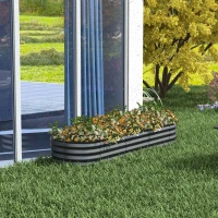 Outsunny 6.4 x 2 x 1ft Galvanized Raised Garden Bed Kit, Metal Planter Box with Safety Edging, Dark Grey(m-8)