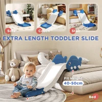 Qaba Toddler Couch Slide for Bed, Sofa, Stairs, Easy Assemble & Storage, for 18-48 Months, Blue(m-4)