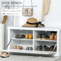 HOMCOM 40" Coat Rack Shoe Bench, 3-In-1 Entryway Hall Tree with Shoe Storage Bench, Modern Coat Hanger Stand with 4 Double Hooks and 2 Shelves for Hallway, Living Room, White(m-5)
