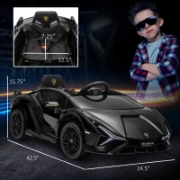 Aosom 12V Lamborghini SIAN Licensed Electric Car for kids with Remote Control, Horn, Music, & Headlights, Black(m-3)