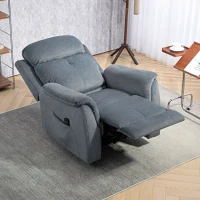 HOMCOM Manual Recliner Chair with Vibration Massage, Reclining Chair for Living Room with Side Pockets, Dark Grey(m-7)