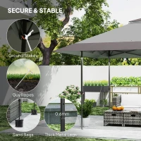 Outsunny 13' x 13' Pop Up Canopy Tent, UPF50+ Tents for Parties, Height Adjustable, with Wheeled Carry Bag and 4 Sand Bags, Gray(m-7)