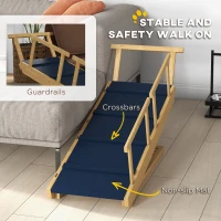 PawHut Dog Ramp, Adjustable Height Pet Steps, Foldable Dog Stairs with Non-slip Mat for Small to Large Dogs(m-8)