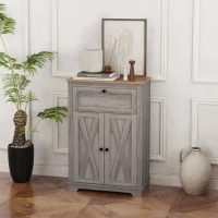 HOMCOM Farmhouse Sideboard Storage Cabinet with Doors and Drawer for Kitchen, Living room, 23.5"x11.75"x34.5", Gray(m-10)
