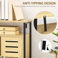 HOMCOM Industrial Sideboard Buffet Cabinet, Kitchen Storage Cabinet w/ Open Shelves, 2 Door Cupboards for Living Room, Natural(m-7)