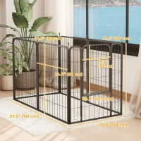 PawHut 6 Panels Heavy Duty Dog Playpen Outdoor Indoor with Door & Strap, 31.5" Height Portable & Foldable Pet Playpen(m-3)