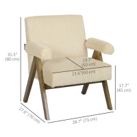 HOMCOM Corduroy Accent Chair Armchair with Wide Seat and Soft Padded Armrests for Reading, Bedroom, Beige(m-3)