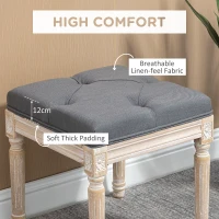HOMCOM 16" Vintage Ottoman, Tufted Foot Stool with Upholstered Seat, Rustic Wood Legs for Bedroom, Living Room, Gray(m-5)