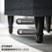 HOMCOM Storage Ottoman, Linen Fabric End of Bed Bench with Button Tufted Storage Bench for Bedroom, Grey(m-5)