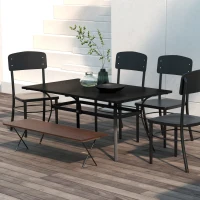 Outsunny Rectangle Patio Dining Table for 6 People with Steel Legs, Metal Tabletop for Garden, Backyard, Lawn, Balcony, Black(m-7)