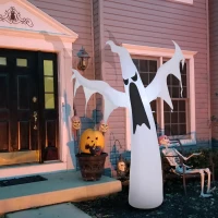 HOMCOM 6FT Tall Halloween Inflatable White Ghost, Outdoor Blow Up Yard Decoration with LED Lights for Garden, Lawn, Party, Holiday(m-8)