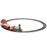 Qaba Electric Train Set for Kids, Battery-Powered Christmas Train Toy Set with Sounds & Lights, Classic Toy Train Set with Gifts Box for 3-8 Years Old Boys Girls, Red(m-11)
